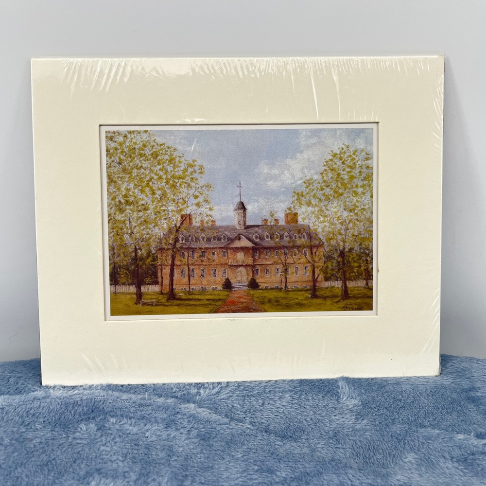 Wren Building William & Mary College Matted Print 8x10 Caesar Monturano Art VA